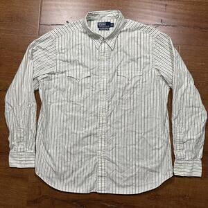 Vintage Ralph Lauren Classic Western Button Up Shirt Mens XL Stripe Yoke VTG